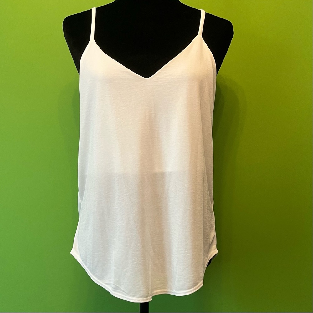 Hudson Grey White vneck Cami, Size S, NWT